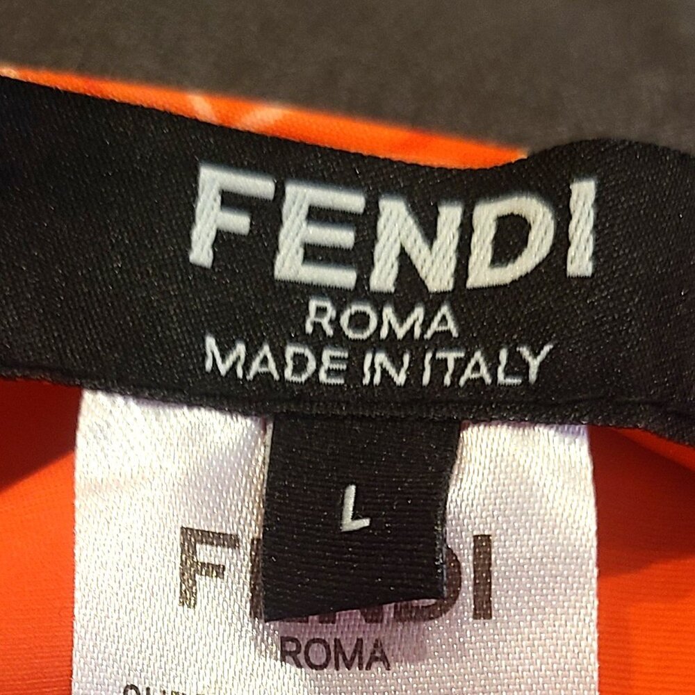 Fendi Roma Embossed Logo One-Piece Swimsuit Orange Large (L) - Picture 7 of 7